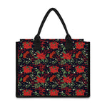 Poinsettia Flower Pattern Print Canvas Tote Bag