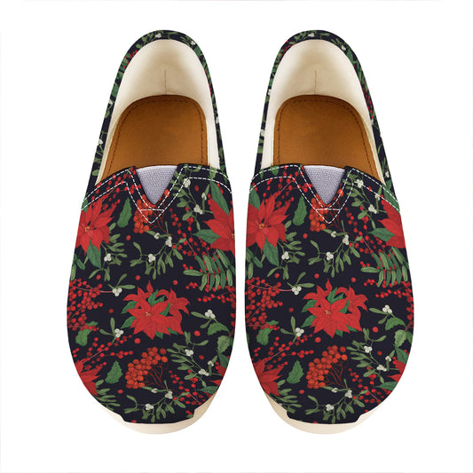 Poinsettia Flower Pattern Print Casual Shoes