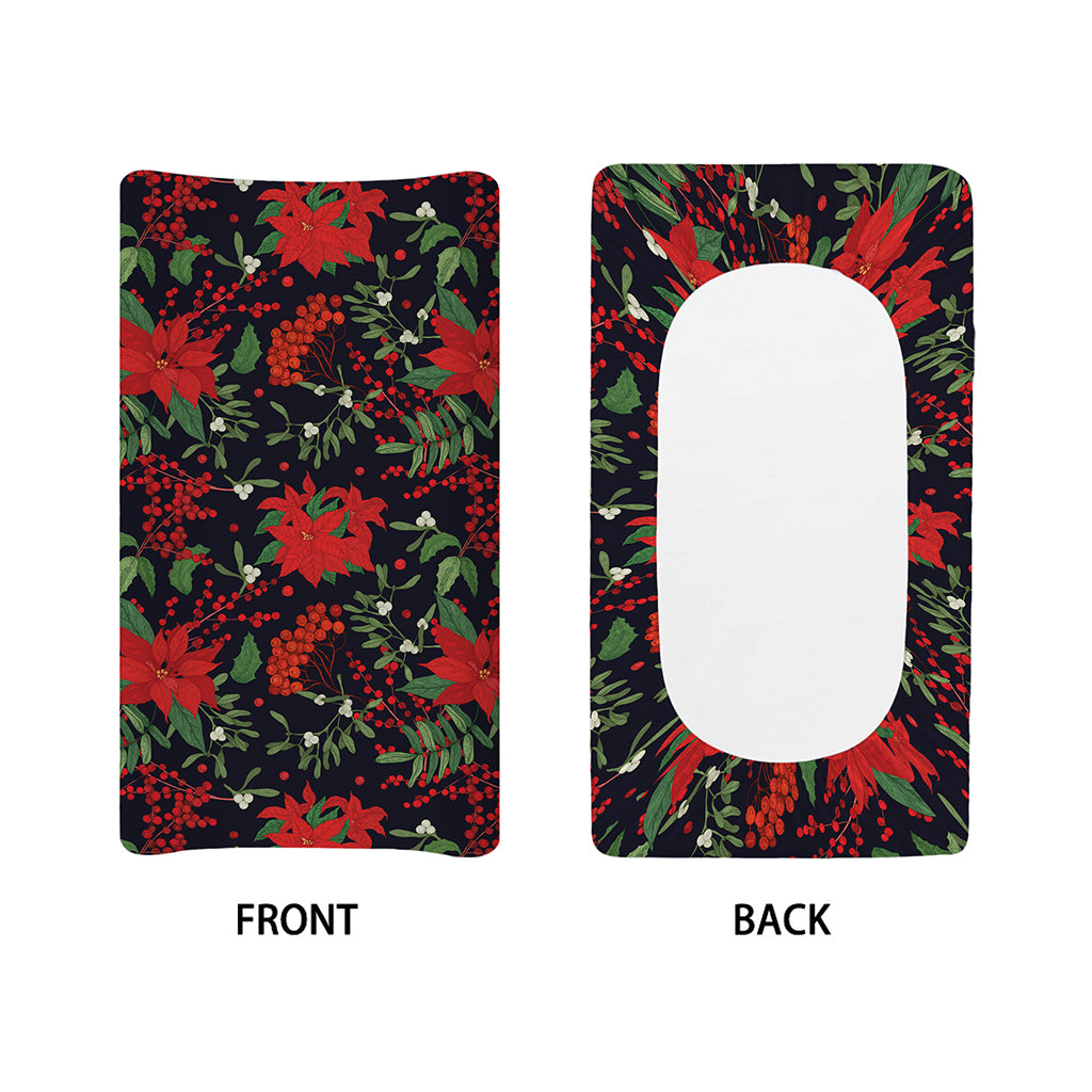 Poinsettia Flower Pattern Print Changing Pad Cover