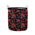 Poinsettia Flower Pattern Print Collapsible Laundry Basket
