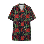 Poinsettia Flower Pattern Print Cotton Hawaiian Shirt