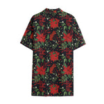 Poinsettia Flower Pattern Print Cotton Hawaiian Shirt