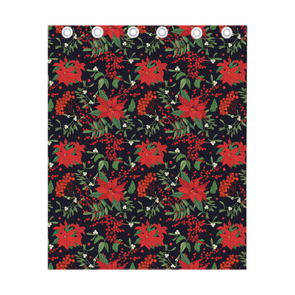 Poinsettia Flower Pattern Print Curtain