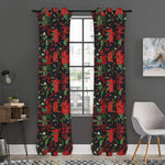 Poinsettia Flower Pattern Print Curtain