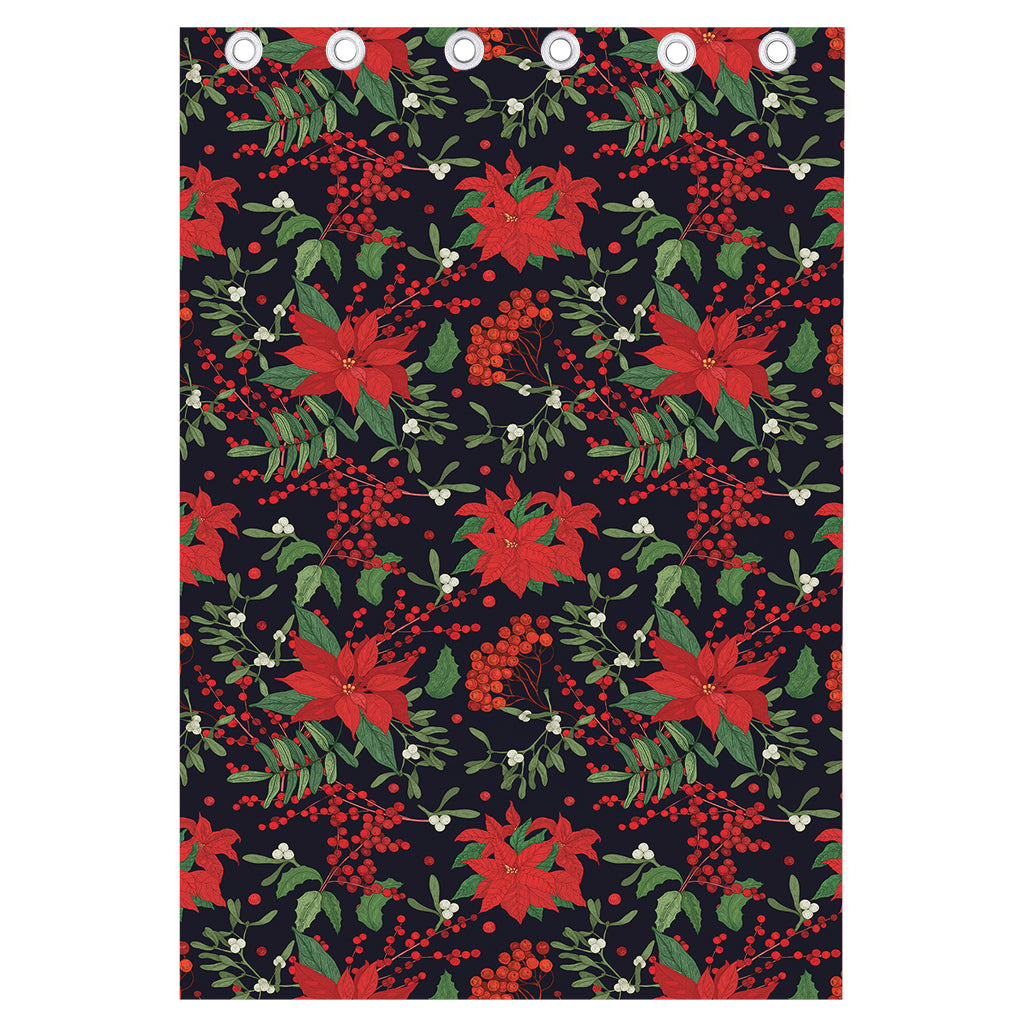 Poinsettia Flower Pattern Print Curtain
