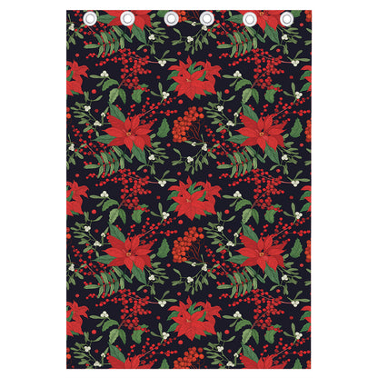 Poinsettia Flower Pattern Print Curtain