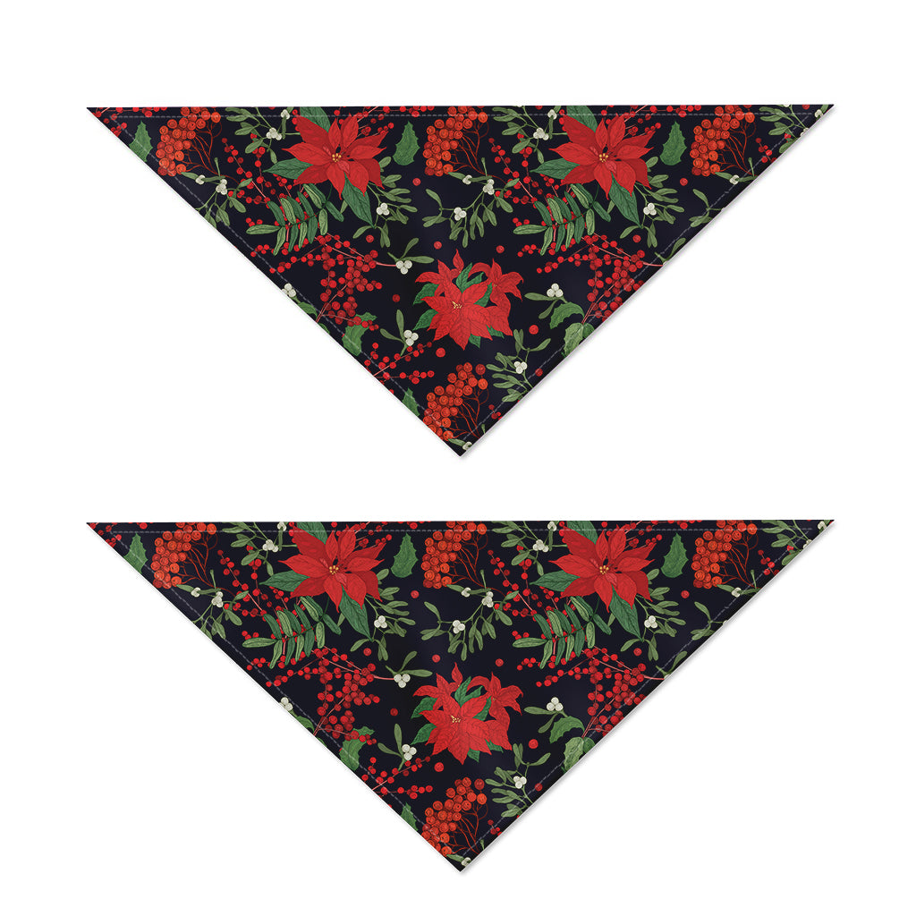 Poinsettia Flower Pattern Print Dog Bandana