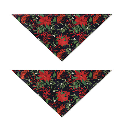 Poinsettia Flower Pattern Print Dog Bandana