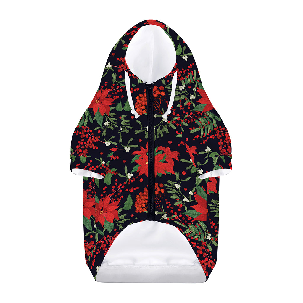 Poinsettia Flower Pattern Print Dog Zip Up Hoodie
