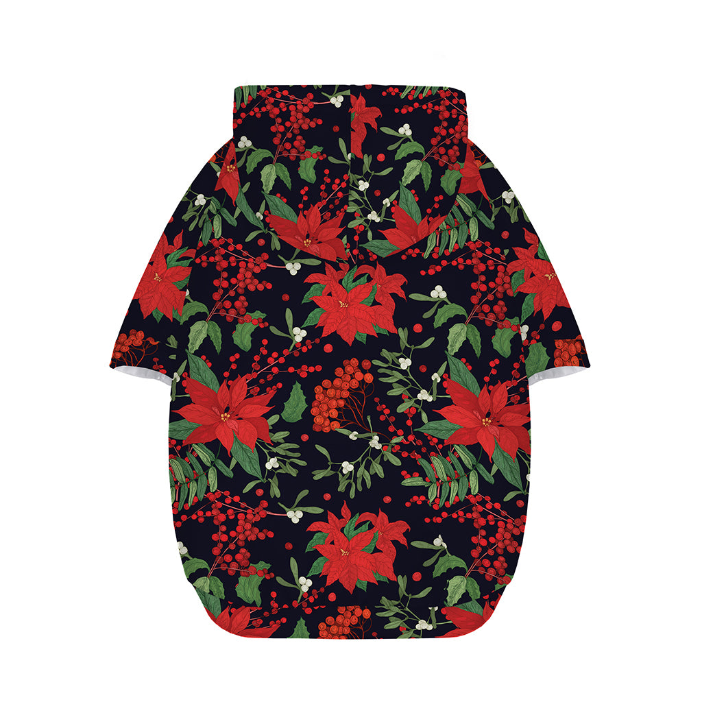 Poinsettia Flower Pattern Print Dog Zip Up Hoodie