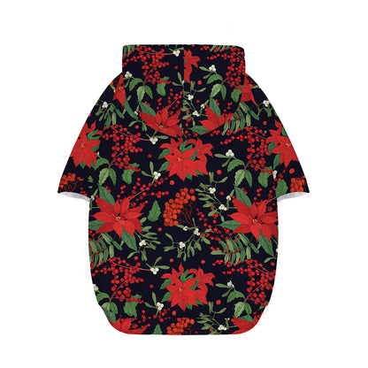 Poinsettia Flower Pattern Print Dog Zip Up Hoodie
