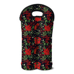 Poinsettia Flower Pattern Print Double Neoprene Wine Tote