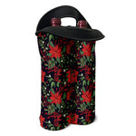 Poinsettia Flower Pattern Print Double Neoprene Wine Tote
