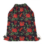 Poinsettia Flower Pattern Print Drawstring Bag