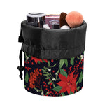 Poinsettia Flower Pattern Print Drawstring Makeup Bag