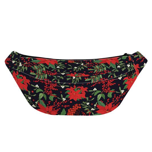 Poinsettia Flower Pattern Print Fanny Pack