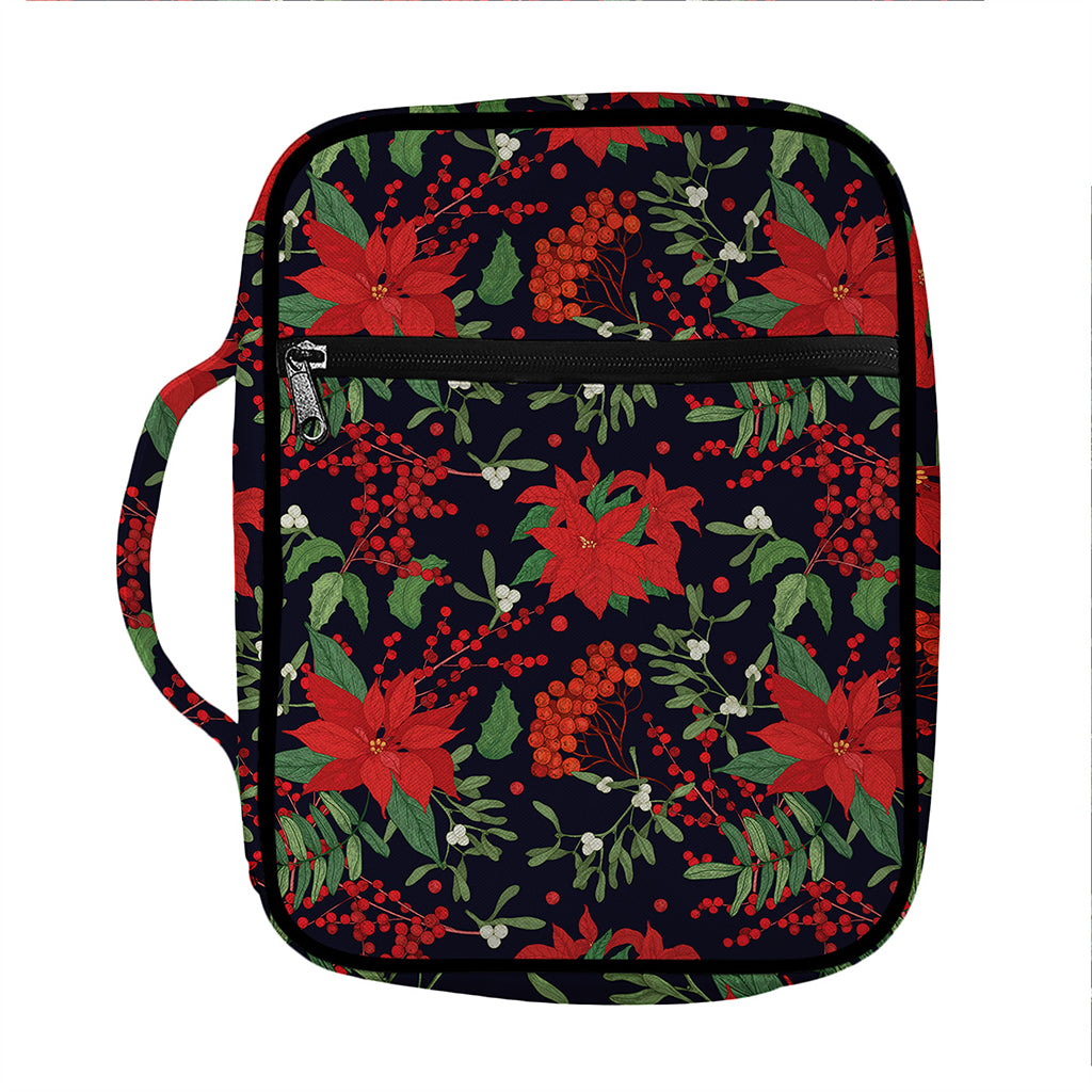 Poinsettia Flower Pattern Print Front Pocket Bible Bag