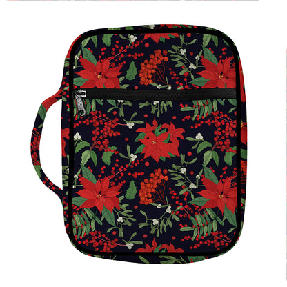 Poinsettia Flower Pattern Print Front Pocket Bible Bag