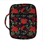 Poinsettia Flower Pattern Print Front Pocket Bible Bag