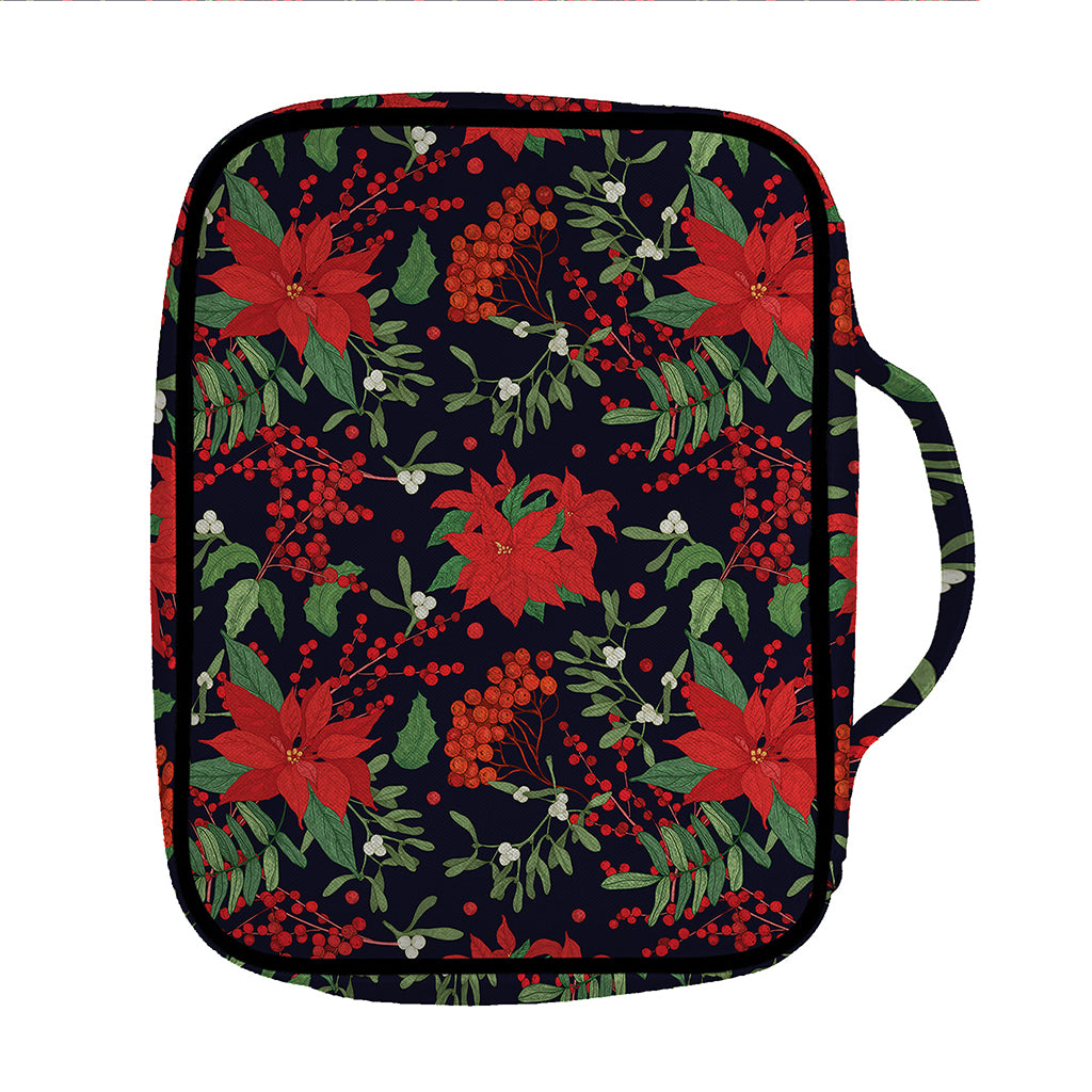 Poinsettia Flower Pattern Print Front Pocket Bible Bag