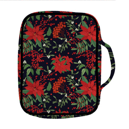 Poinsettia Flower Pattern Print Front Pocket Bible Bag