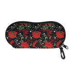 Poinsettia Flower Pattern Print Glasses Case