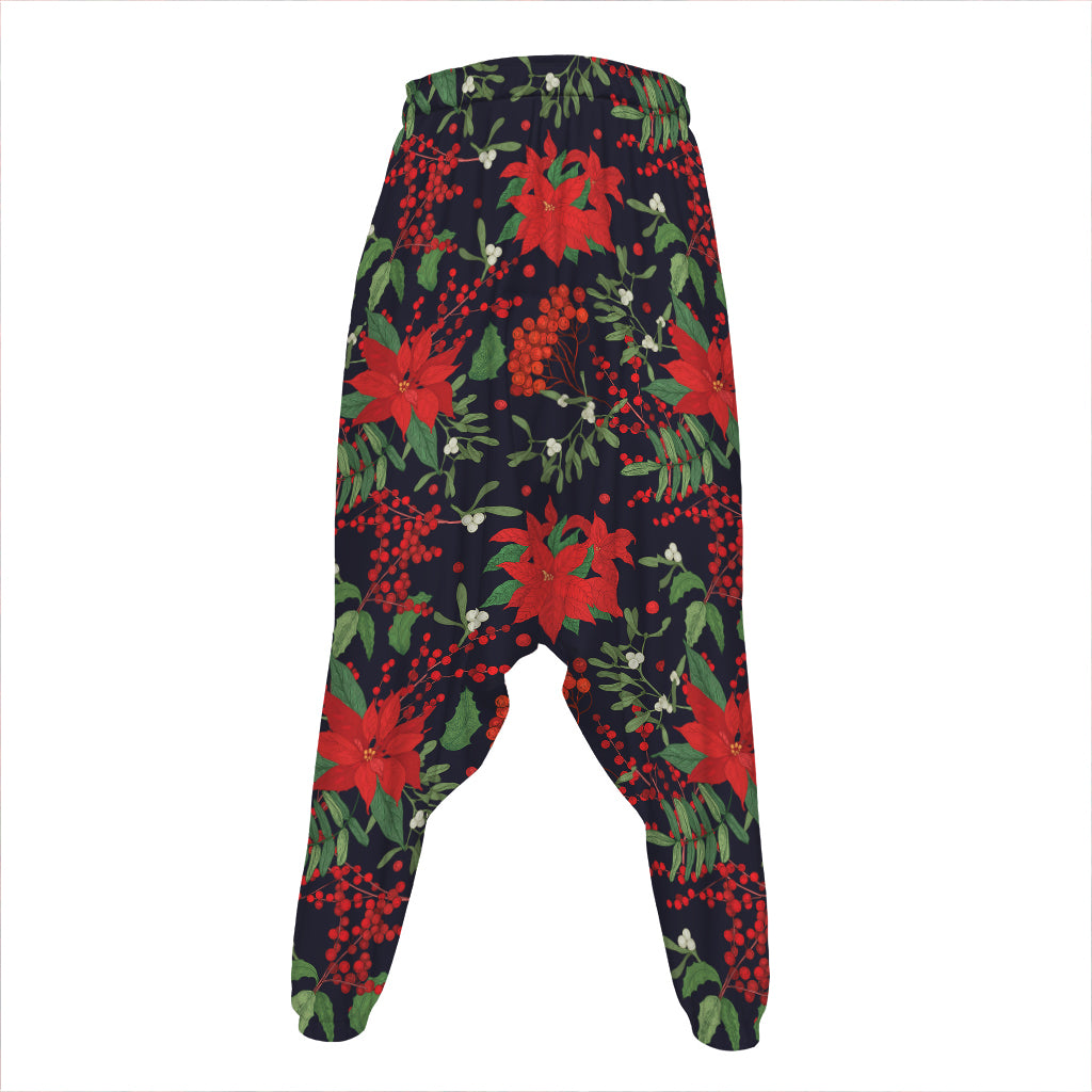 Poinsettia Flower Pattern Print Hammer Pants