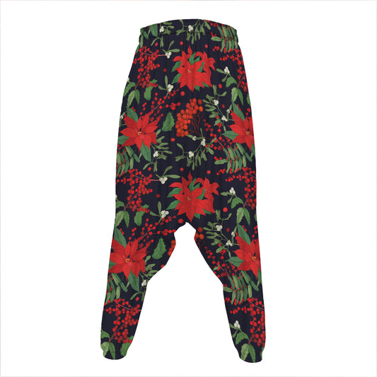 Poinsettia Flower Pattern Print Hammer Pants
