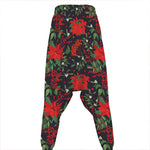 Poinsettia Flower Pattern Print Hammer Pants