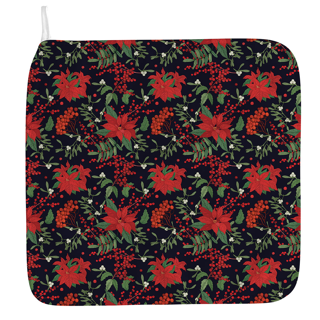 Poinsettia Flower Pattern Print Hand Towel