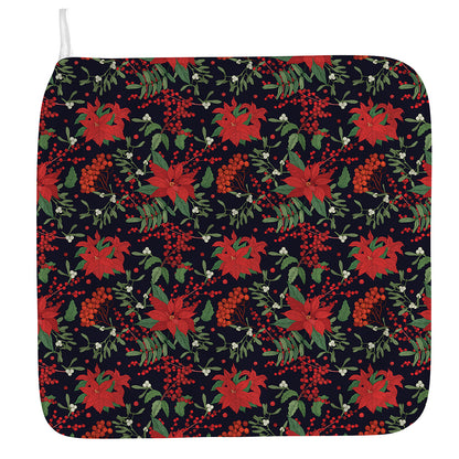 Poinsettia Flower Pattern Print Hand Towel