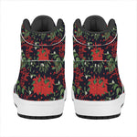 Poinsettia Flower Pattern Print High Top Leather Sneakers