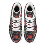 Poinsettia Flower Pattern Print High Top Leather Sneakers