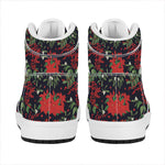 Poinsettia Flower Pattern Print High Top Leather Sneakers