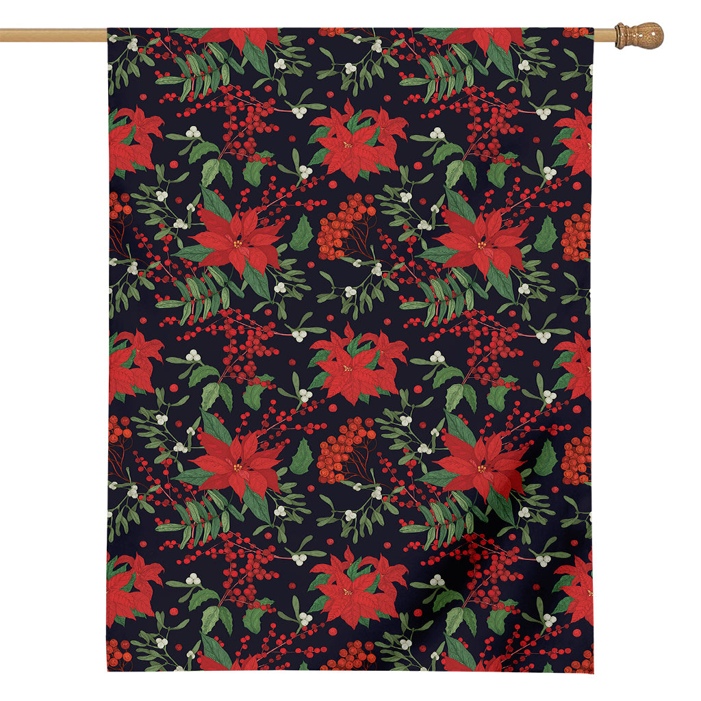 Poinsettia Flower Pattern Print House Flag