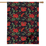 Poinsettia Flower Pattern Print House Flag