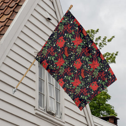Poinsettia Flower Pattern Print House Flag