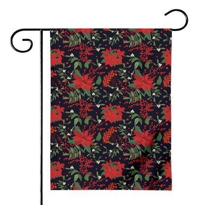 Poinsettia Flower Pattern Print House Flag