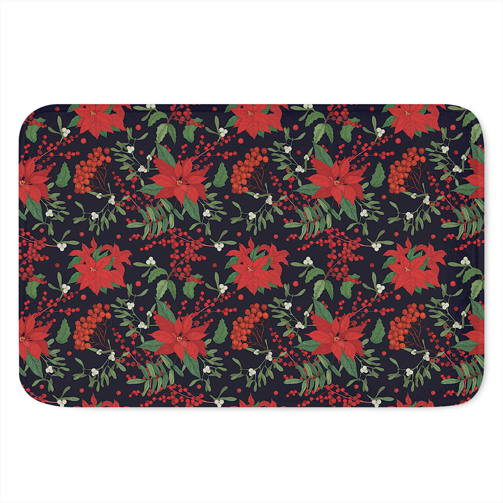 Poinsettia Flower Pattern Print Indoor Door Mat