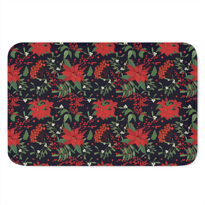 Poinsettia Flower Pattern Print Indoor Door Mat