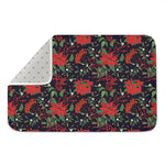 Poinsettia Flower Pattern Print Indoor Door Mat