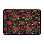 Poinsettia Flower Pattern Print Kitchen Mat