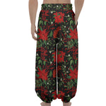 Poinsettia Flower Pattern Print Lantern Pants
