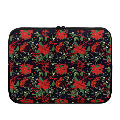 Poinsettia Flower Pattern Print Laptop Sleeve