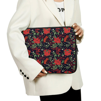 Poinsettia Flower Pattern Print Laptop Sleeve