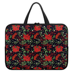 Poinsettia Flower Pattern Print Laptop Sleeve With Handle