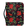 Poinsettia Flower Pattern Print Leather Bible Cover