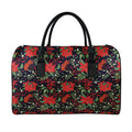 Poinsettia Flower Pattern Print Leather Duffel Bag