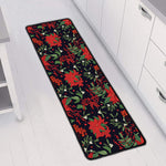 Poinsettia Flower Pattern Print Long Kitchen Mat