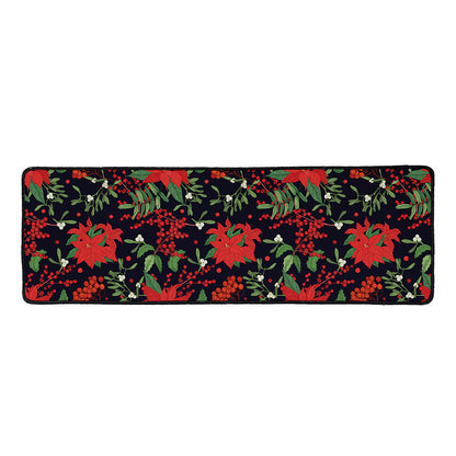 Poinsettia Flower Pattern Print Long Kitchen Mat